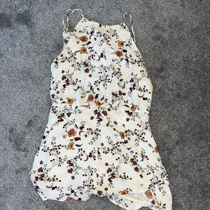 American Eagle White floral backless Romper